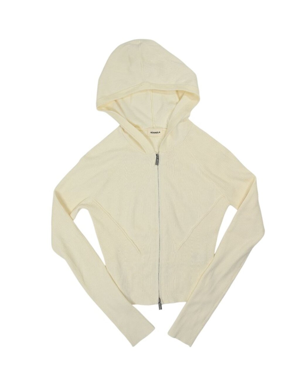 Adanola Panel Rib Knit Hoodie in Marshmallow White